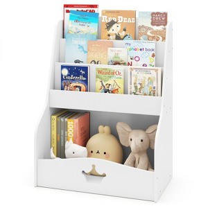 Tangkula Kids Bookshelf 4-Tier Wooden Bookcase Toy Storage Organizer Montessori Bookshelf - 1 of 4