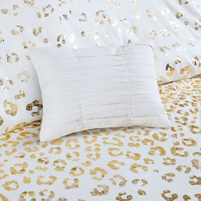 Ivory and Gold Twin Microfiber Animal Print Comforter Set