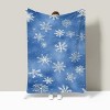 1-Pack Blue Snowflake Cozy Blanket, Soft Warm Flannel All-Season Winter Throw with White Snowflakes on Blue, Christmas Gift. - 4 of 4