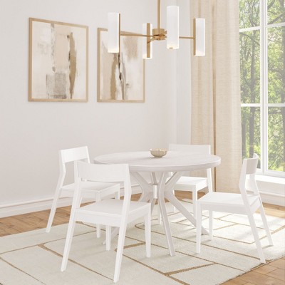 Verso 47'' White Sand Wirebrush Round Solid Wood Dining Table