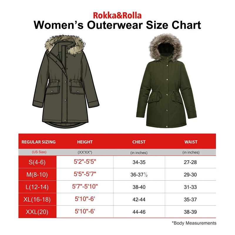 Rokka&Rolla Women's Mini Fur Lined Parka Coat, 3 of 13