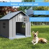CAVINAS  Weatherproof Outdoor Dog House, 31" Ventilated Pet Shelter with Elevated Floor & Ground Anchors,Blue - 2 of 4