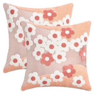 REGALWOVEN Velvet Embroidery Flowers Soft Decorative Farmhouse Pillowcases 2 Pcs - 1 of 4