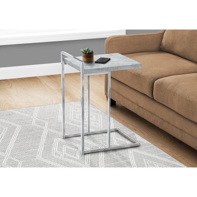 Monarch Specialties Accent Table C-Shaped End Side Snack Living Room Bedroom Metal Laminate Grey Chrome Contemporary Modern
