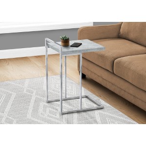 Monarch Specialties Accent Table C-Shaped End Side Snack Living Room Bedroom Metal Laminate Grey Chrome Contemporary Modern - 1 of 4