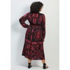 Avenue Women's Plus Size Eliana Scarf Placement Print Dress - 30/32, Crimson Reflection - 3 of 4