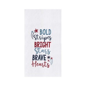 C&F Home Bold Stripes Bright Stars Brave Hearts 4th of July Kitchen Towel Patriotic Dishtowel Decoration - 1 of 3