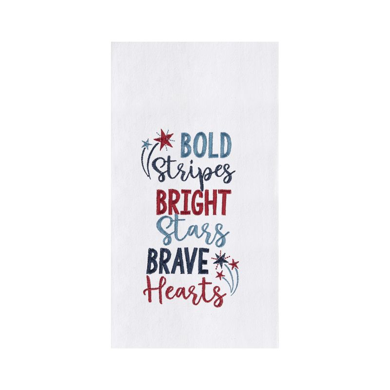 C&F Home Bold Stripes Bright Stars Brave Hearts 4th of July Kitchen Towel Patriotic Dishtowel Decoration, 1 of 3