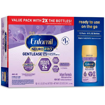 Image of Enfamil Gentlease NeuroPro Ready to Feed Infant Formula Bottles - 8 fl oz Each/12ct