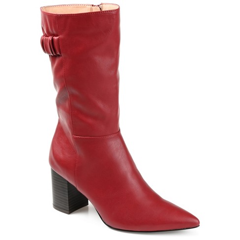 Red mid 2024 calf boots