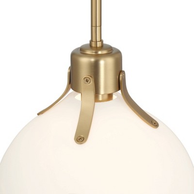 Gold and White Glass Dome Ceiling Light with Adjustable Height