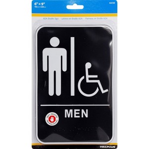 Hillman English Black Men Restroom Plaque 9 in. H X 6 in. W - Case of 3 - 1 of 1