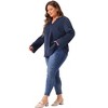 Agnes Orinda Women's Plus Size Chiffon Pleated Back V Neck Long Sleeve Rolled Up Dressy Casual Blouses - 3 of 4