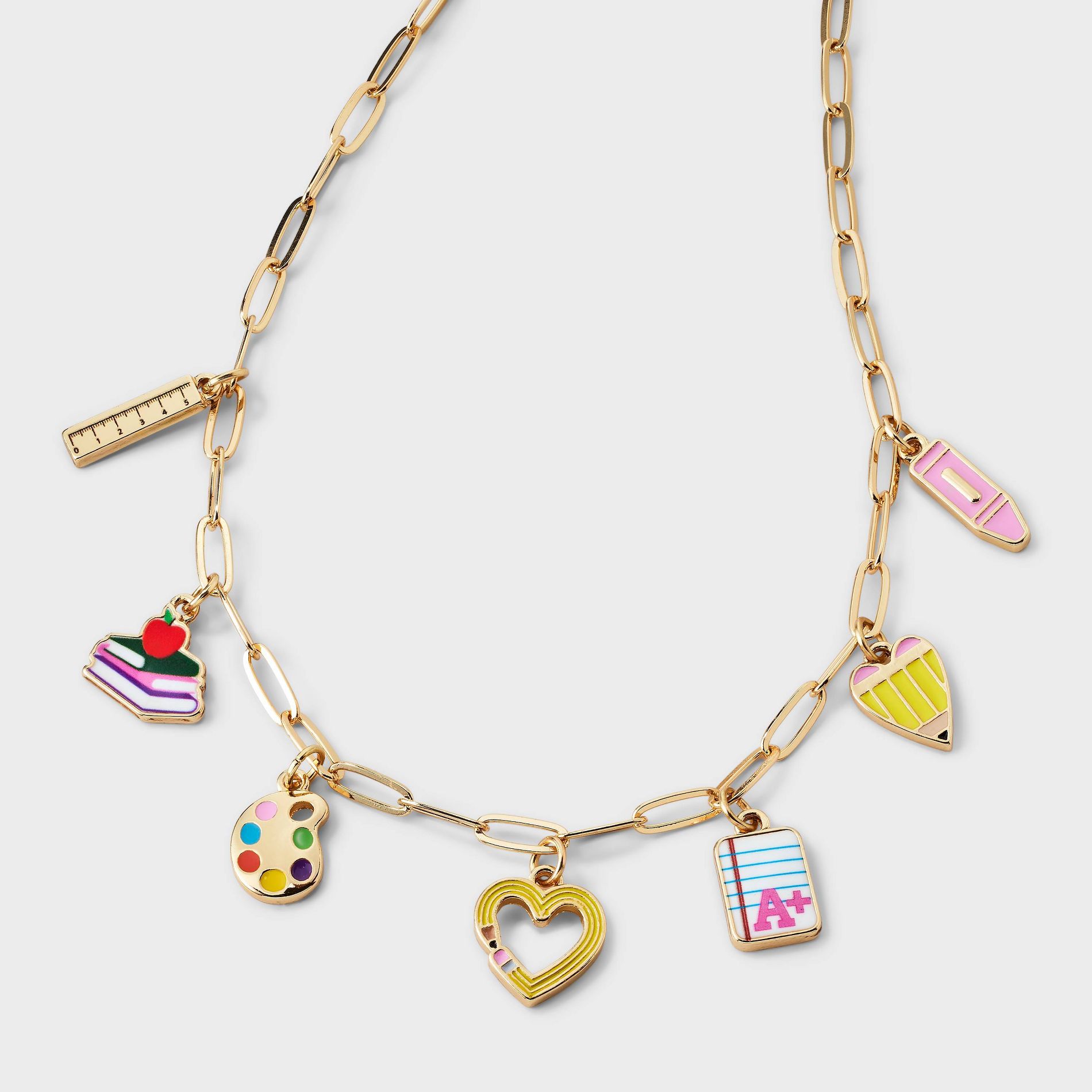 Back to School Mixed Charm Necklace - Multi