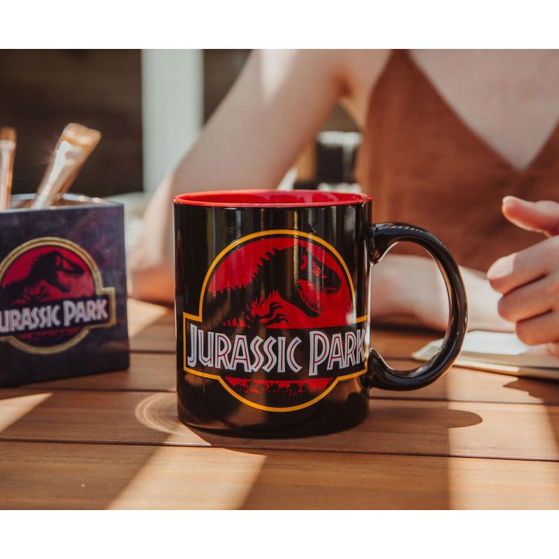 Silver Buffalo Jurassic Park Logo Black Ceramic Mug | Holds 20 Ounces, 5 of 7