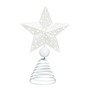 Transpac Metal 10 in. White Christmas Die-Cut Star Tree Topper - 1 of 4