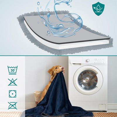 Medium Blue and Charcoal Waterproof Reversible Pet Blanket