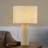 ALOADECOR 1-Light 22'' Modern Coastal  Natural Cylinder Travetine Table Lamp With Beige Linen Shade For Bedroom and Living Room - 2 of 4