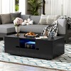 LIVAREEmlen Modern High Glossy Rectangle Coffee Table, Stylish Table with Storage Space, Accent Furniture with 16 Color LED Lights for Living Room - 2 of 4