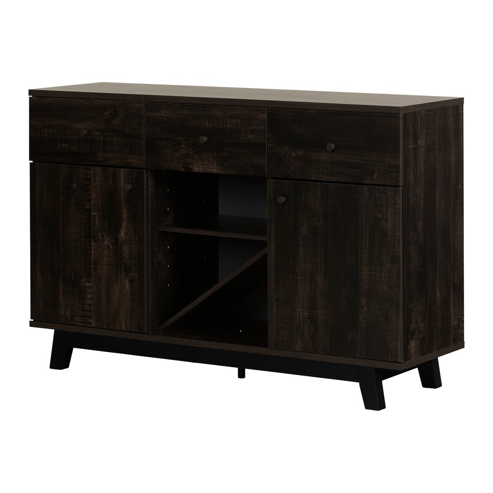 Bellami Buffet with Wine Storage Rubbed Black - South Shore