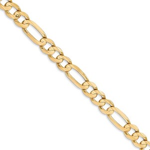 Black Bow Jewelry Men's 6mm 14k Yellow Gold Open Concave Figaro Chain Necklace - 1 of 4