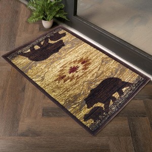Chic Crate Southwest Lodge Area Rug with Wildlife & Mountain Design – Stain Resistant, Durable 0.39" Pile, Made in Turkey - 1 of 2
