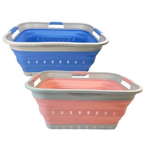 SAMMART Collapsible Plastic Laundry Basket Set of 2 - 1 of 4