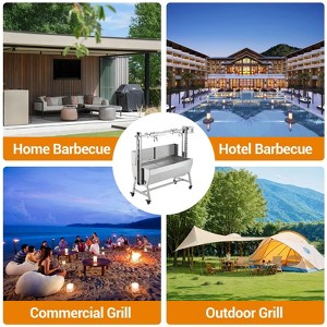 Stainless Steel Electric Rotisserie Grill - 132LB Capacity for Whole Pig & Lamb, Charcoal Spit Roaster - 1 of 4