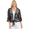 Collections Etc Beautiful Embroidered Sheer Tie-Waist Layering Jacket - 3 of 4