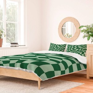 Deny Designs Mariamariacreative Play Checkers Sage King Duvet and Sham Set (2-3pc Set) - 1 of 4