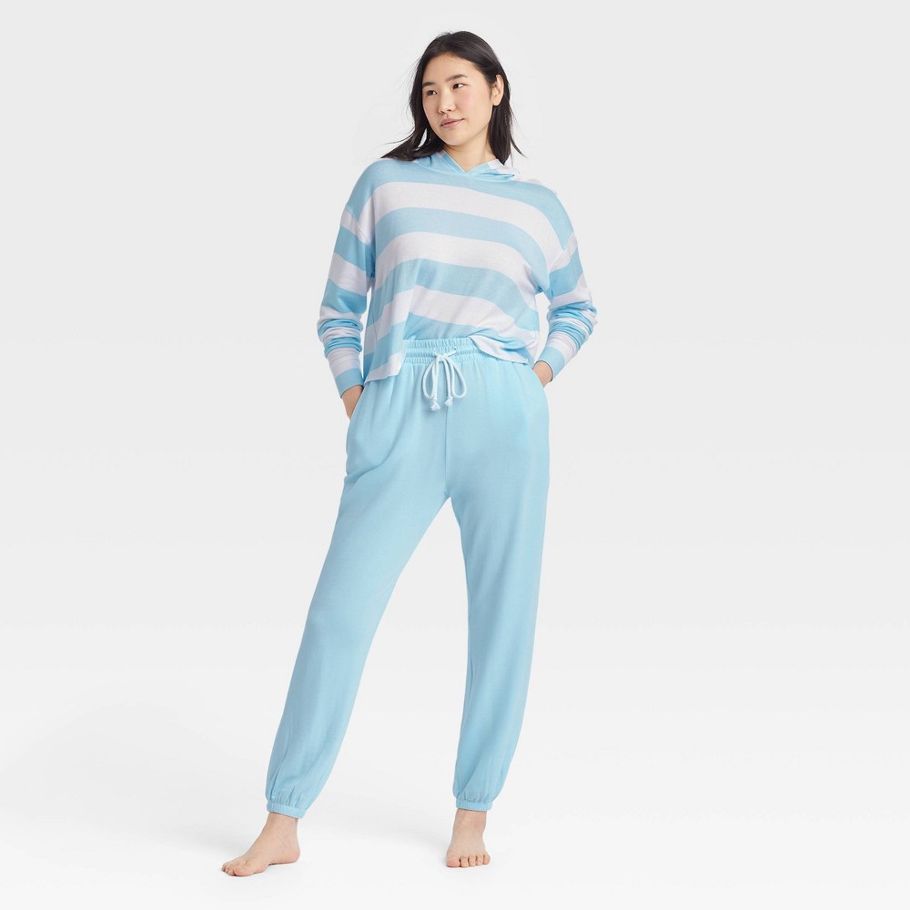 Women's Striped Fleece Lounge Sweatshirt - Colsie Blue M