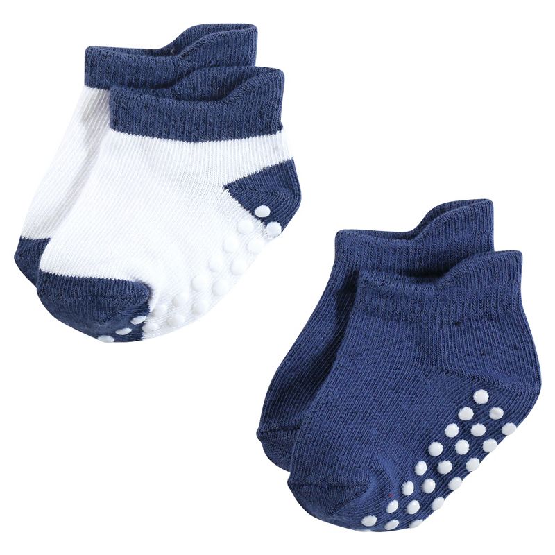 Hudson Baby Infant Boy Non-Skid No-Show Socks, Blue Burgundy, 5 of 10