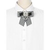 INSPIRE CHIC Women's Striped Rhinestone Bow Tie Fashion Faux Pearl Bow Tie Pin with Hanging Chain - 4 of 4