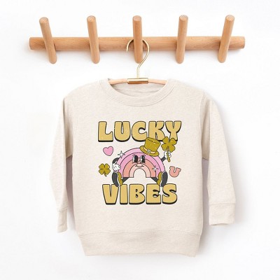 The Juniper Shop Lucky Vibes Cartoon Rainbow Toddler Graphic Sweatshirt