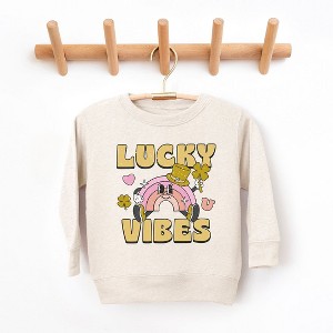 The Juniper Shop Lucky Vibes Cartoon Rainbow Toddler Graphic Sweatshirt - 1 of 3