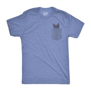 Mens Pocket Cat T Shirt Funny Printed Peeking Pet Kitten Animal Tee For Guys - Crazy Dog Men's T Shirt - 1 of 4