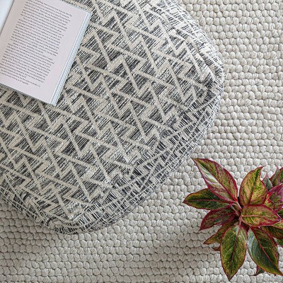 Lafayette Handmade Black & Ivory Square Pouf Ottoman