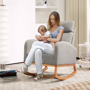 Rocking Chair Nursery, Upholstered Glider Chair With anti-slip strips, High Back Nursing Chair for Breastfeeding for Bedroom, Living Room - 1 of 4