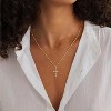 Stackable Cross Pendant Necklace: 14K Gold Plated Simple Silver Charm Choker for Her, Women and Teens - 2 of 4