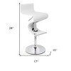 HomeRoots White and Silver Faux Leather and Metal Low Back Adjustable Height Bar Chair - 3 of 4