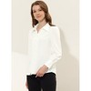 Allegra K Women's Chiffon Point Collar Long Sleeve Button Down Shirt - 3 of 4