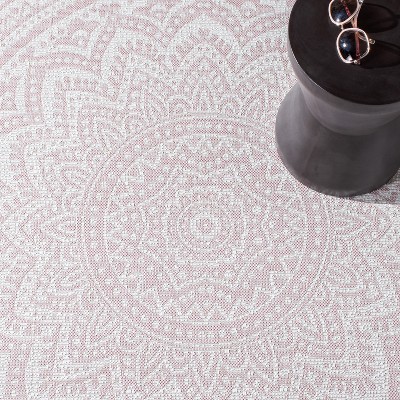 Ivory Rectangular Non-Slip Synthetic Indoor/Outdoor Rug