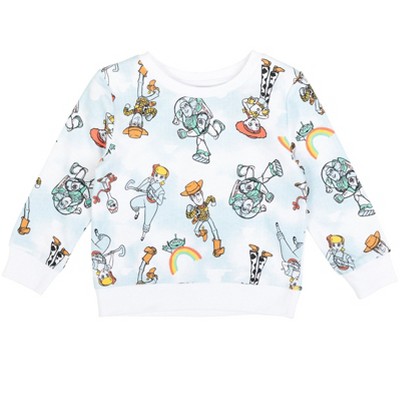 Disney Pixar Toy Story Buzz Lightyear Woody Toddler Girls French Terry  Pullover Sweatshirt Blue / White 5T