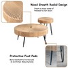 COZAYH 2-Piece Modern Farmhouse Living Room Coffee Table Set, Nesting Table Round Natural Finish with Handcrafted Wood, Radial Pattern - 3 of 4