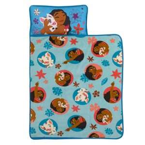 Disney Moana Free as the Ocean Aqua, Orange, and White, Pua Pig and Hei Hei Chicken Tropical Toddler Nap Mat - 1 of 4