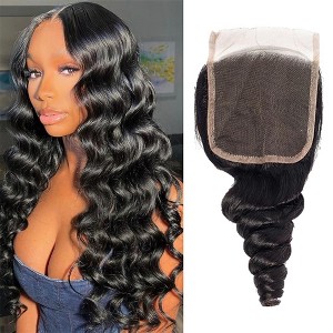 Jessie's Wig 12-20 Inch Lace Frontal Loose Wave  4x4  Lace Natural Black 1 Pc/Pack - 1 of 4
