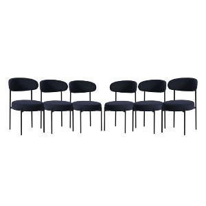 WestinTrends Alexandria Mid-Century Modern Upholstered Faux Shearling Round Dining Chairs - 1 of 4