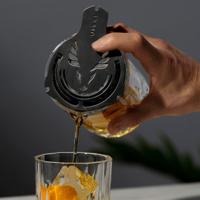 Black Titanium Staghead Stainless Steel Cocktail Strainer