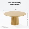 PexFix 60" Solid Wood Round Dining Table Kitchen Table for 6-8 with Tabletop & Textured Tapered Base for Living/Dining Room Coffee Office Natural - 4 of 4