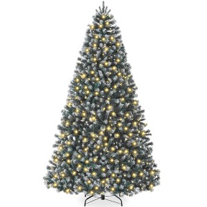 Best Choice Products Artificial Frosted Christmas Tree, Premium Pre-Lit Spruce Design, Dense Branches – Blue Spruce - 1 of 4